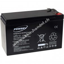 Powery Blei-Gel-Akku fr USV APC Smart-UPS SC 420 9Ah 12V (ersetzt auch 7,2Ah / 7Ah)