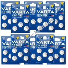 50x VARTA CR2032 DL2032 ECR2032 Lithium Knopfzellen  10x 5er Blister fr Uhren, Autoschlssel & meh