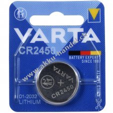 Varta Lithium Knopfzelle CR2450 DL2450 3V 1er Blister